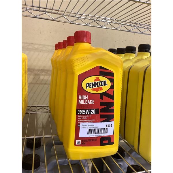 Pennzoil High Mileage SAE 5W-20 Motor Oil (5 x 946mL)
