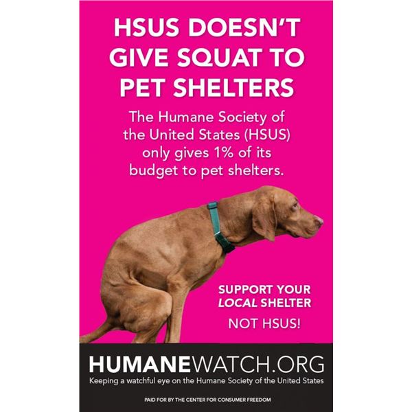 Support your local pet shelters, not HSUS