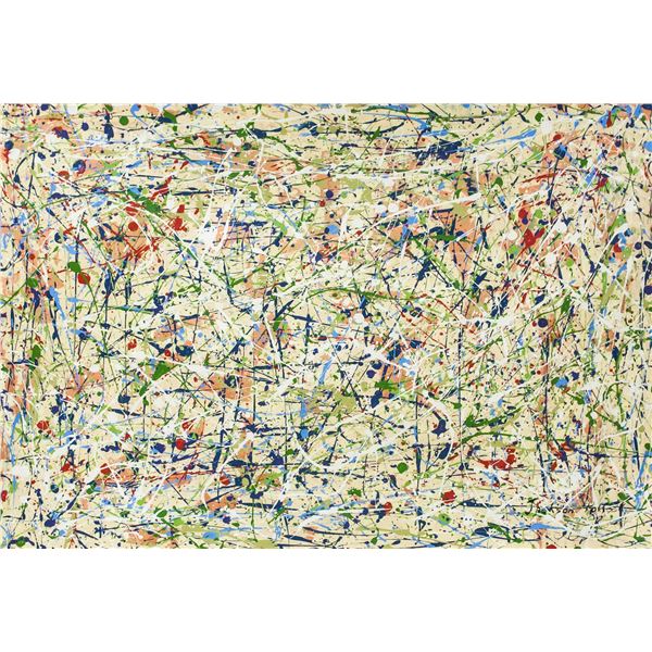 American Acrylic on Canvas Signed Jackson Pollock