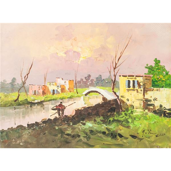 Landscape Oil on Canvas Signed H. Yan Zuzu
