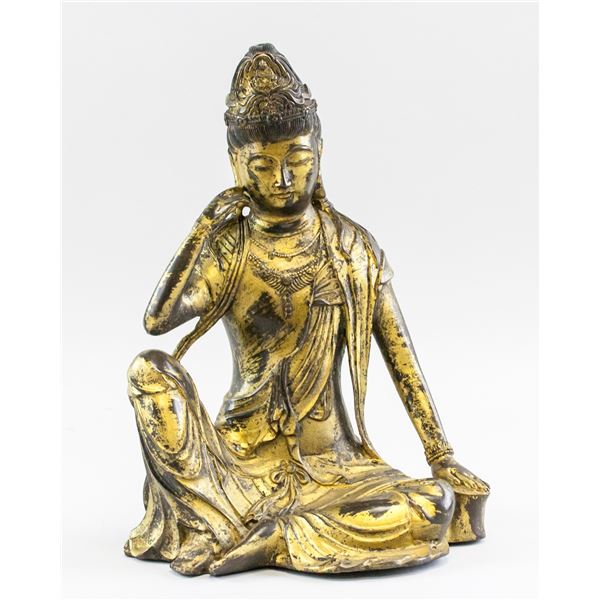 Large Chinese Gilt Bronze Guanyin Buddha Ming