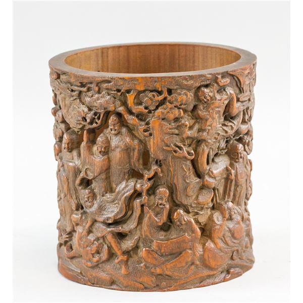 Chinese Bamboo Brush Pot Carved