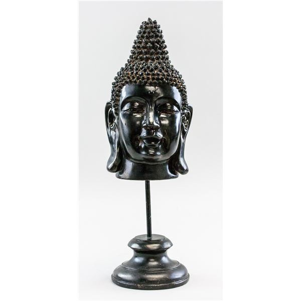 Chinese Buddha Head with Wood Stand