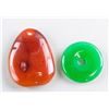 Image 2 : Lot of Two Red and Green Jade Round Pendant