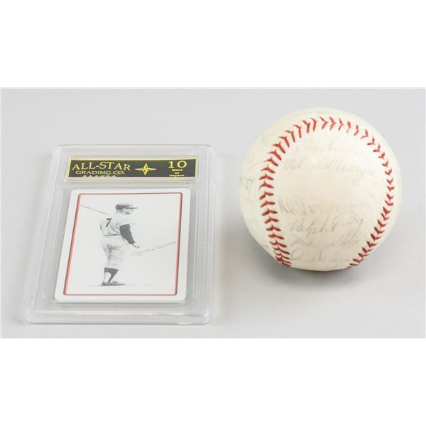 1965 Baseball w/ Playing Card Signed Mickey Mantle