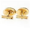 Image 6 : Vintage Men's 14K Yellow Gold Jade Disc Oval Florentine Twisted Wire Cufflinks