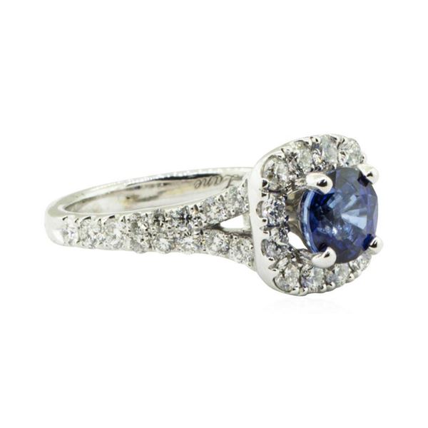 2.47 ctw Round Brilliant Blue Sapphire And Diamond Ring - 14KT White Gold