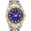 Image 1 : Rolex Mens 2 Tone Blue Vignette String Pyramid Diamond Datejust Wristwatch