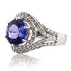 Image 2 : 4.18 ctw Tanzanite and 1.07 ctw Diamond 14K White Gold Ring