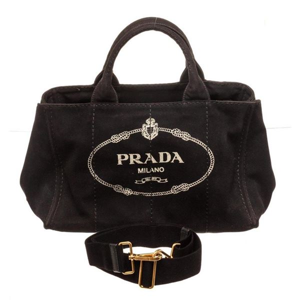 Prada Black Canapa Tote Bag