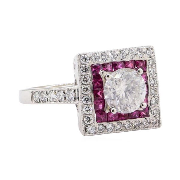 0.68 ctw Ruby and Diamond Ring - Platinum