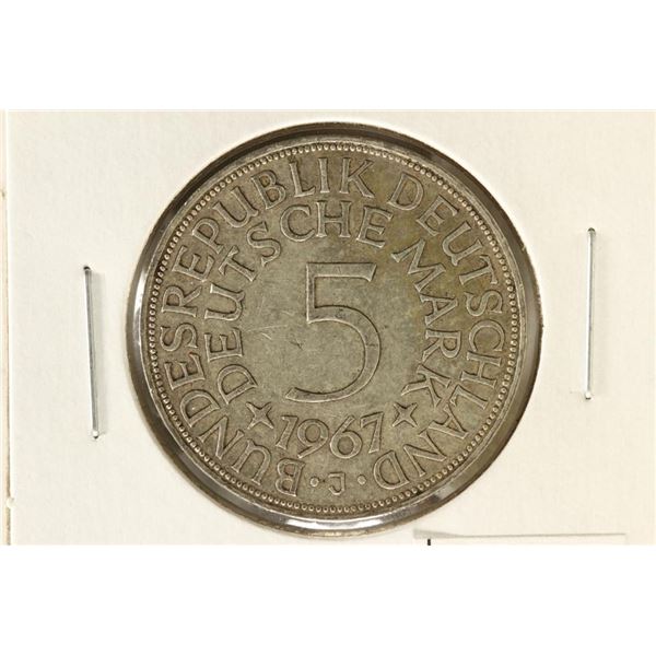 1967-J GERMAN SILVER 5 MARKS