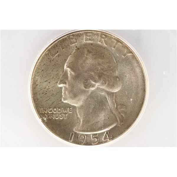 1954-S WASHINGTON SILVER QUARTER ICG MS65