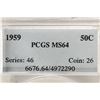 Image 3 : 1959 FRANKLIN HALF DOLLAR PCGS MS64