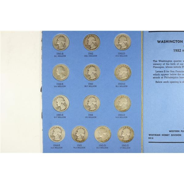 13 ASSORTED 1941-1945 WASHINGTON SILVER QUARTERS