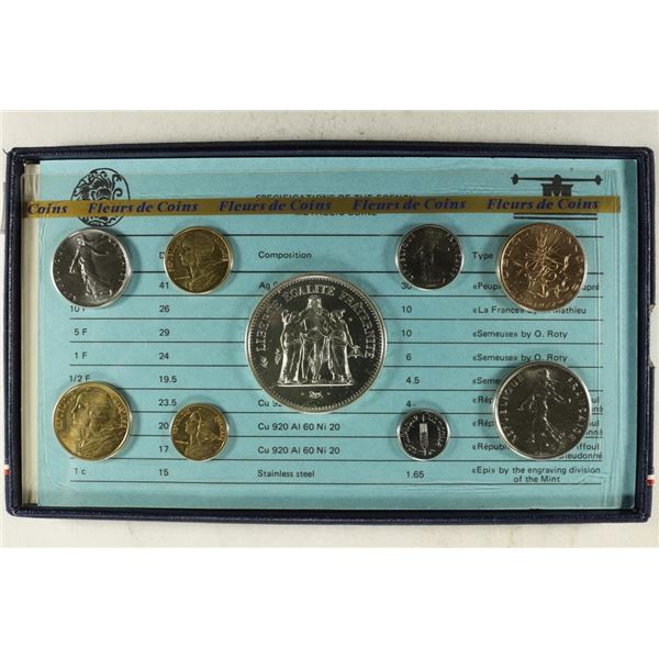 1978 FRENCH 9 COIN FLEURS DE COINS SET