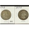 Image 1 : 1954-D & 1957-D FRANKLIN HALF DOLLARS