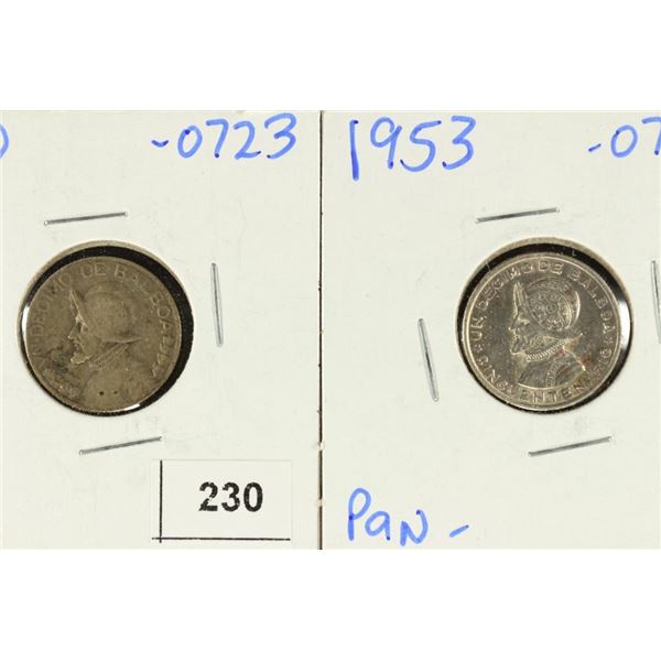 1930 & 1953 PANAMA SILVER 1/10 BALBOAS