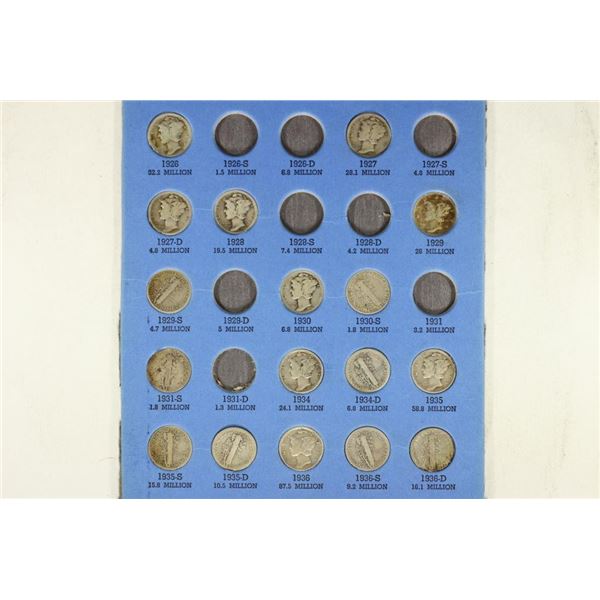 17 ASSORTED 1926-1936 MERCURY DIMES ALL DIFFERENT
