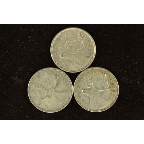 1960, 1961 & 1966 CANADA SILVER 25 CENTS