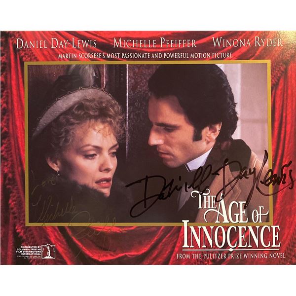 The Age of Innocence Daniel Day-Lewis and Michelle Pfeiffer signed mini lobby card