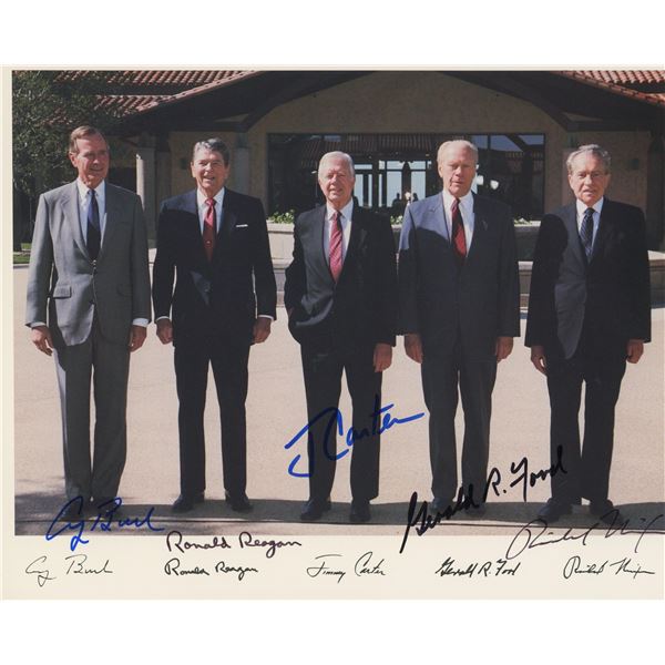 George H.W. Bush, Ronald Reagan, Jimmy Carter, Gerald Ford, and Richard Nixon signed "5 American Pre