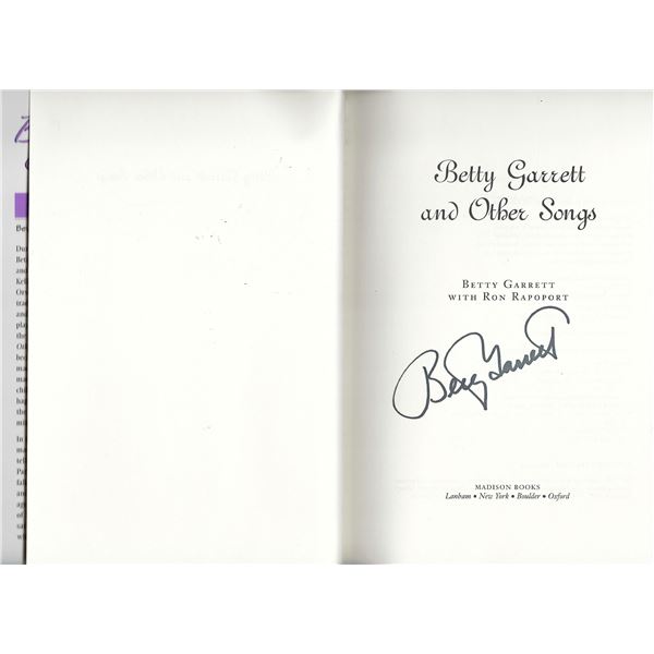 Betty Garrett and Other Songs: A Life on Stage and Screen signed book