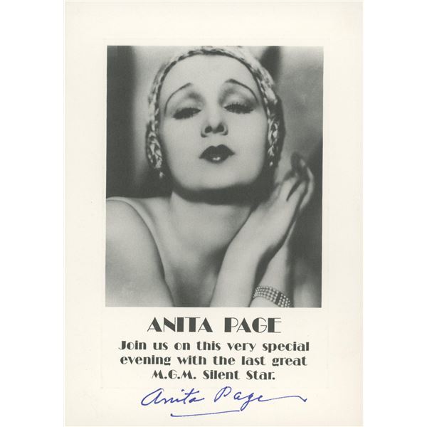 Anita Page signed invitation