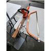 Image 2 : Grey 2 wheel dolly, bow saw and electric hedger