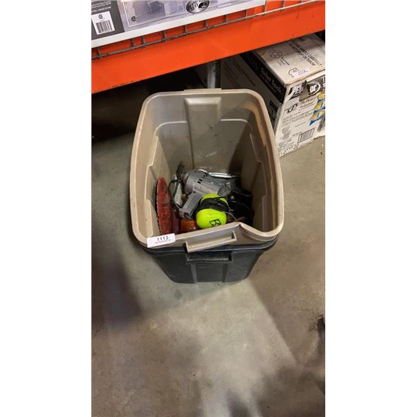 Tote of tools and ear protection