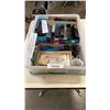 Image 1 : BOX OF HO SCALE TRAIN PROJECTS - CARS WITH WORKING ENGINE, POWER SUPPLY, DECALS, AIR BRUSH, WIRES, E