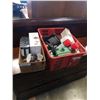 Image 1 : Box and basket of water master controller, exercise bands, keto strips, electronics and more