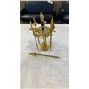 Image 8 : BRASS TRAY WITH COLORED GLASS JARS WITH BRASS LIDS AND SWORD SKEWERS