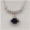 Image 1 : NEW STERLING SILVER GENUINE BLUE SAPPHIRE AND CZ NECKLACE W/ APPRAISAL $720