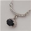 Image 2 : NEW STERLING SILVER GENUINE BLUE SAPPHIRE AND CZ NECKLACE W/ APPRAISAL $720