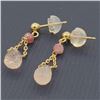 Image 2 : NEW 14KT YELLOW GOLD GENUINE PINK TOURMALINE BRIOLETTE EARRING W/ APPRAISAL $1235