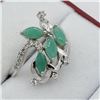 Image 2 : STERLING SILVER GENUINE EMERALD AND CZ RING W/ APPRAISAL $900