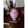 Image 2 : 3 GLASS TABLE LAMPS - 2 PINK, ONE WHITE FROM FRANCE