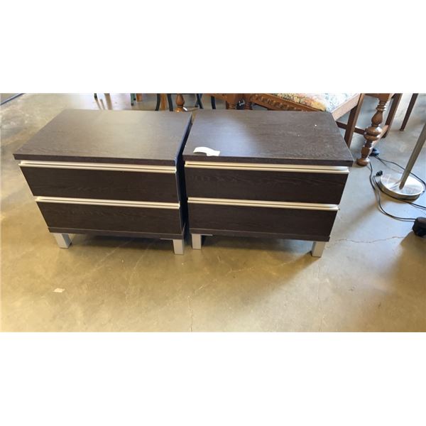 PAIR OF BLACK 2 DRAWER NIGHTSTANDS