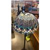 Image 2 : METAL BASE FLOOR LAMP WITH LEADED GLASS SHADE