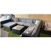 Image 2 : BRAND NEW BLACK RATTAN U-SHAPE PATIO SECTIONAL SOFA W/ OTTOMAN AND COFFEE TABLE - RETAIL $2899