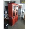 Image 3 : 2 PIECE CHERRY FINISH DISPLAY CABINET