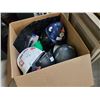 Image 1 : Box of lost property hard hats, bicycle helmets and more