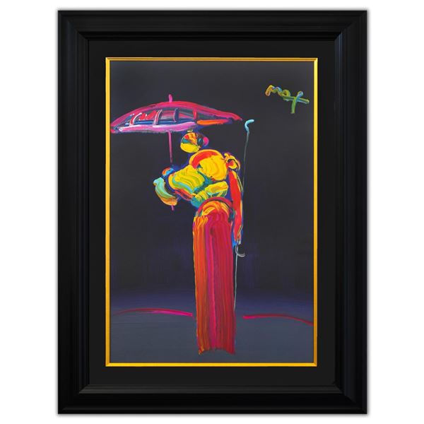 Peter Max- Original Mixed Media "Umbrella Man with Cane"