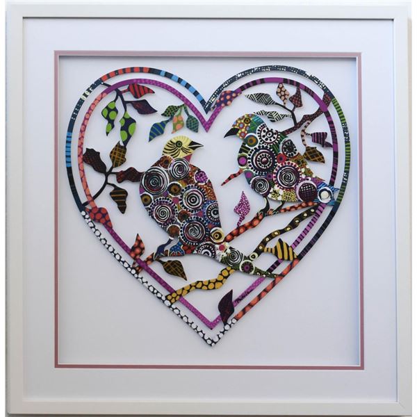 Patricia Govezensky- Original Painting on Laser Cut Steel "Love Birds XVII"