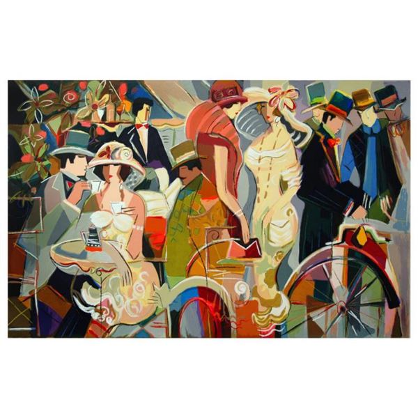 Isaac Maimon, "Cafe Romantique" Limited Edition Serigraph, Numbered and Hand Signed with Letter of A