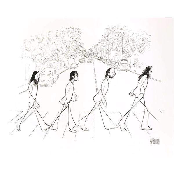 Al Hirschfeld- Original Lithograph on Paper "Beatles, Abbey Road"