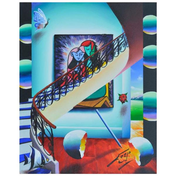 Ferjo, "Picasso and Curvy St" Original Painting on Canvas, Hand Signed with Letter of Authenticity.