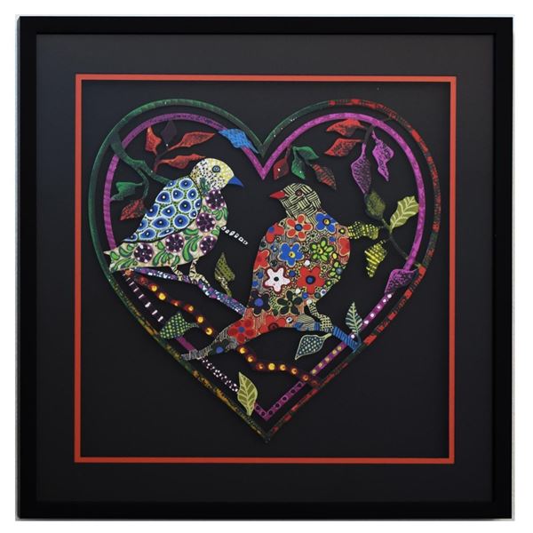 Patricia Govezensky- Original Painting on Laser Cut Steel "Love Birds XIV"