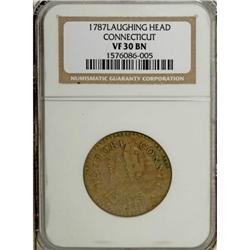 1787 Connecticut Laughing Head VF30 NGC